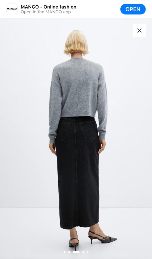 Brand New Mango Denim Skirt (Category: Skirts) located in Quezon City. Submitted by ymb_e (Listing ID 1433503463, Image 3). Description: Brand new with tags. Color black and in the size S. Style is high waist, as seen in tags. .