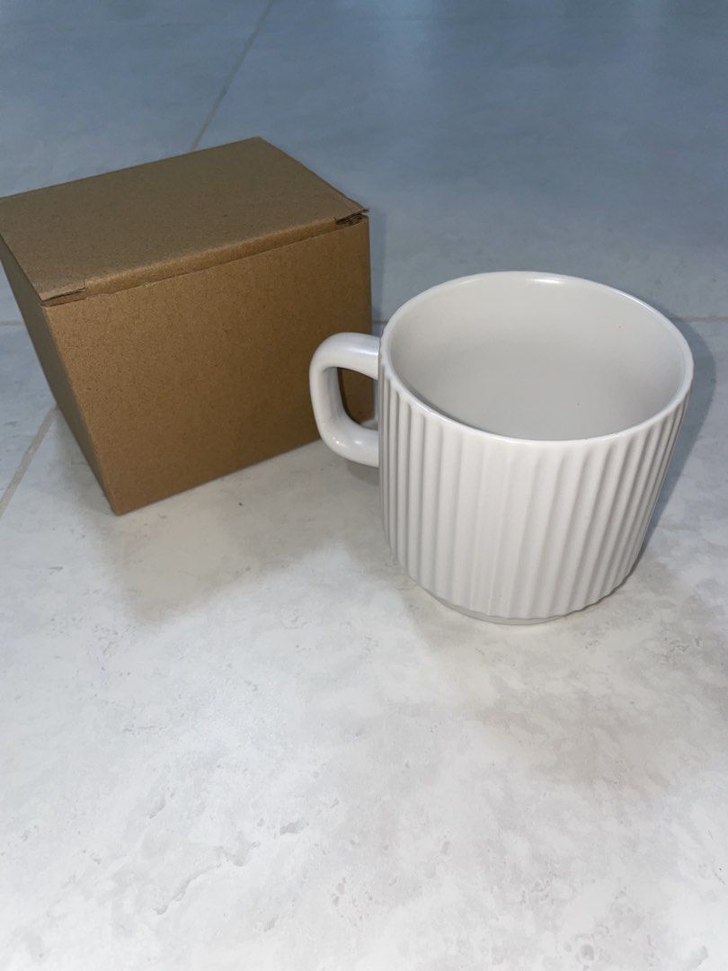 Brand New White Ribbed Ceramic Mug488895081497251841