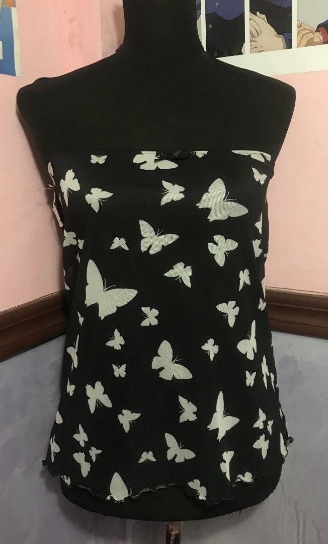 Butterfly Black Top (Category: Sleeveless) located in Cebu City. Submitted by alwayssecondoption (Listing ID 1433498764, Image 1). Description: Pre-owned item from my personal wardrobe (not thrifted/ukay). Well taken care of, in good condition. RFS: Decluttering.