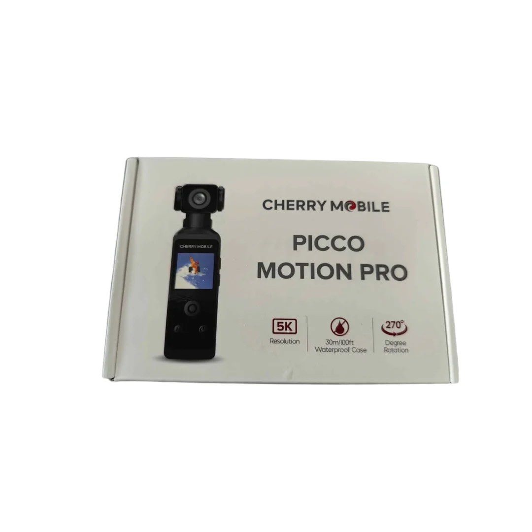 Cherry Mobile Picco Motion Pro Action Camera (Category: Cameras) located in General Mariano Alvarez. Submitted by b3yaaa (Listing ID 1433469973, Image 1). Description: BRAND NEW, never used - 5K Resolution: Capture every detail. - 270-Degree Rotation: Versatile shooting angles. - 1.3" IPS LCD: Clear viewing. - Waterproof: Up to 30m with case. - Built-in Wi-Fi: Easy content sharing. - Crisp Audio: High-quality sound..