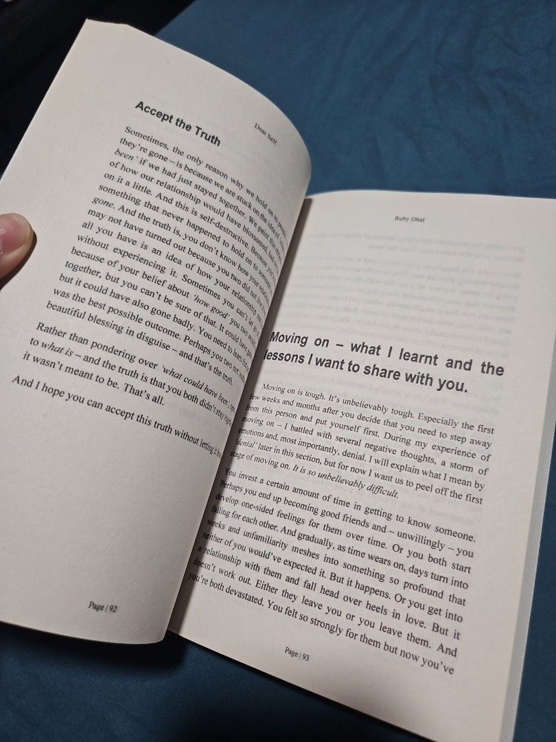 Dear Self by Ruby Dhal (Category: Storybooks) located in Singapore. Submitted by readysteadyletsgo (Listing ID 1433503101, Image 3). Description: *Moving out sale* - Brand new - Bought many books but never got to read them - Well-preserved cover - Perfect for poetry and personal reflection readers Buy 2 or more books (check out my other listings) and get $1 off each book Self-collect at Paya Lebar MRT area or Lavender MRT Timing and other locatio