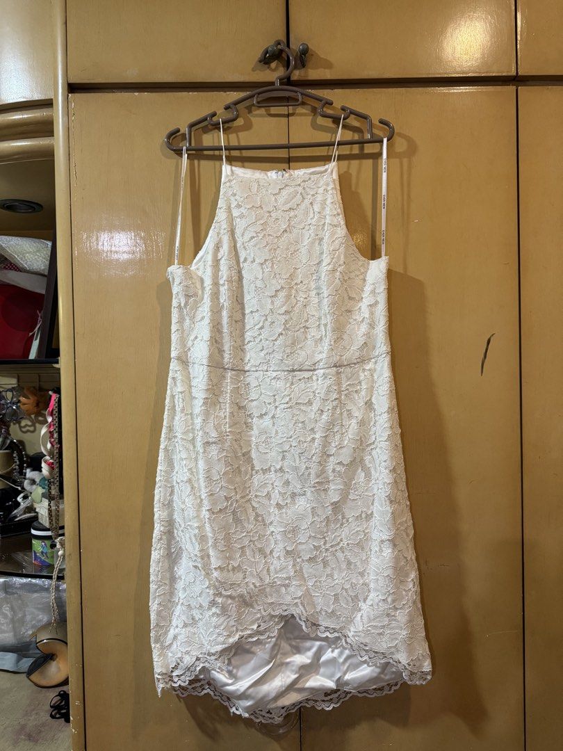 Ever New White Lace Dress (Category: Dresses) located in Manila. Submitted by hdlao (Listing ID 1433550655, Image 1). Description: - Ever New white lace dress - Halter neckline - Knee-length - Fully lined with delicate lace overlay - Size: AUS 16, EUR 44, USA 12 - Ideal for special occasions - Made in China.