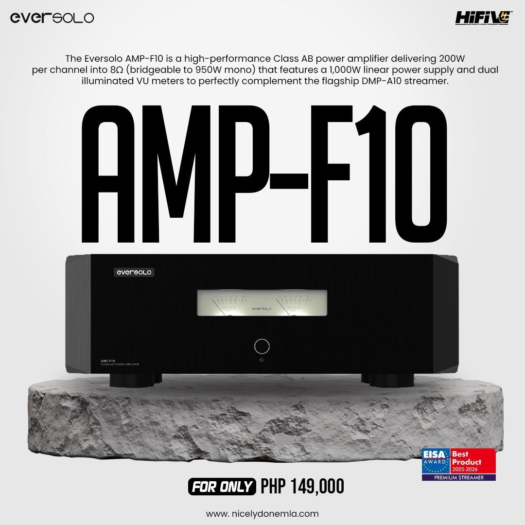 Eversolo AMP-F10 (Category: Soundbars, Speakers & Amplifiers) located in Quezon City. Submitted by hifivebynicelydone (Listing ID 1433416960, Image 1). Description: High-performance Class AB power amplifier delivering authority, control, and refined power. Built to elevate true high-end systems. 📩 Message us now for inquiries or reservations..