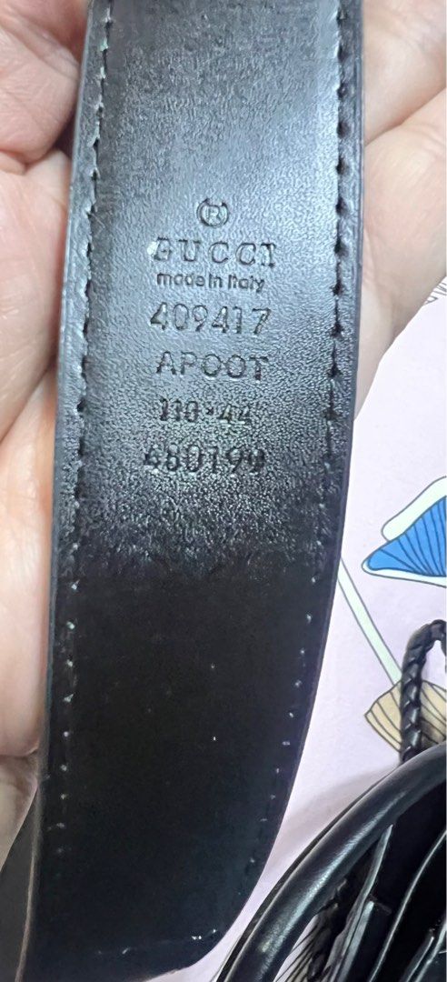 Gucci GG Belt Black Leather (negotiable) (Category: Belts) located in Quezon City. Submitted by sherashley (Listing ID 1433559071, Image 3). Description: Gucci belt with a black genuine leather strap and a gold-tone GG buckle. "Made in Italy" size is 110-44. A classic accessory that adds a touch of luxury to any outfit. NOTE: bought this fr a live seller at a thrift store in Japan. The seller stated that it is authentic, but i am selling it as is