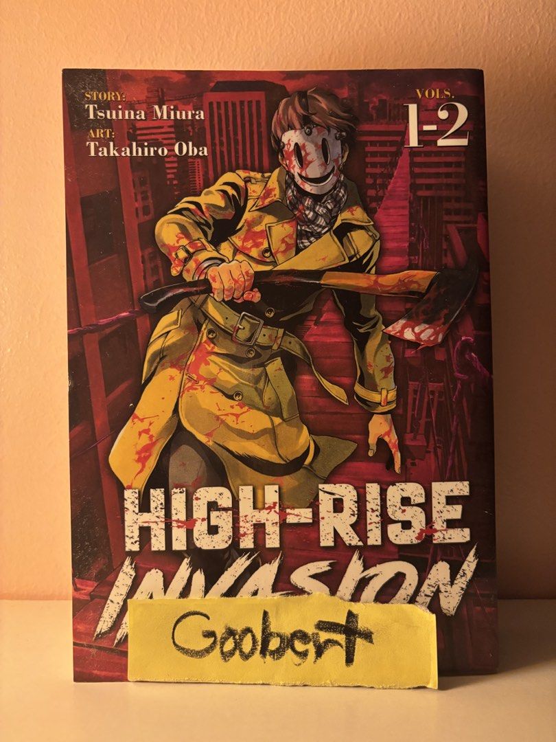 High-Rise Invasion Volumes 1-2 (Category: Comics & Manga) located in Angeles City. Submitted by goobertt201 (Listing ID 1433499488, Image 1). Description: - High-Rise Invasion manga: Volumes 1 & 2 - Artwork by Takahiro Oba - Story by Tsuina Miura - Features a character with a mask and axe on the cover Dull pages Bought for ₱1099 on FULLY BOOKED Dm me for more proof of legitimacy. I just want these games gone bro 😭 Location: Angeles City, Pampang