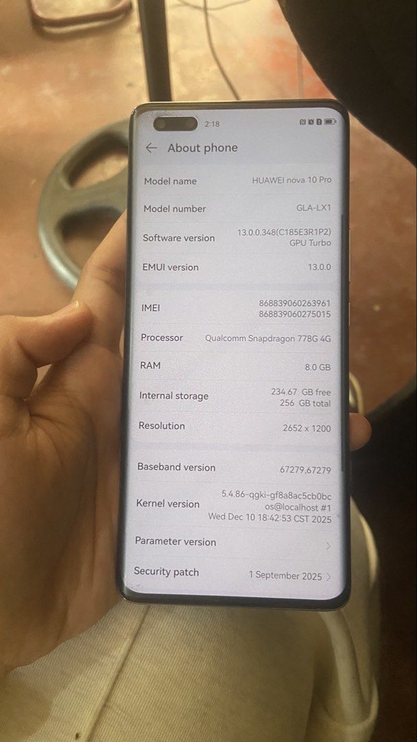 HUAWEI Nova 10 Pro (Category: Huawei) located in Manila. Submitted by ishiestani21493 (Listing ID 1433508010, Image 3). Description: HUAWEI Nova 10 Pro (256GB) for Sale 📱 • Storage: 256GB • Condition: Still in very good condition • Barely used RFS: No longer being used Original Price: ₱26,000 (bought brand new) Selling Price: ₱10,000 (rush sale, negotiable for sure buyers) 💡 Bundle Deal: Get a bigger discount if you also take the Huawei MatePad