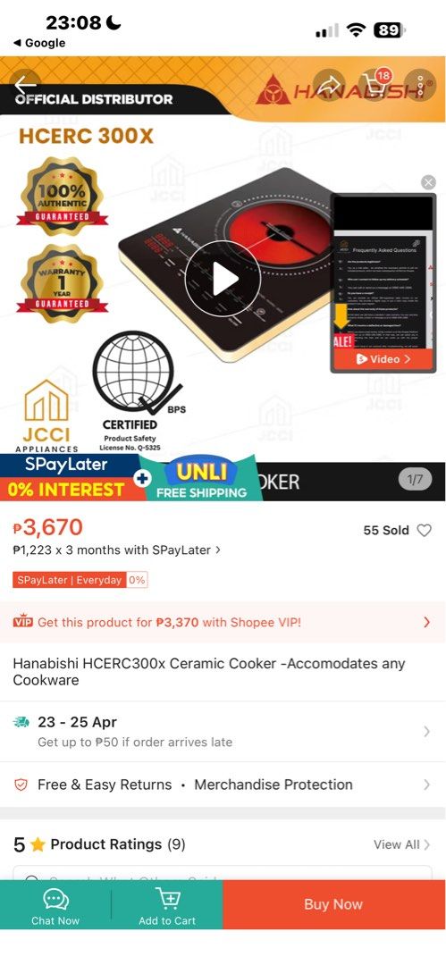 Induction cooker hanabishi (Category: Other Kitchenware & Tableware) located in Paranaque City. Submitted by janell.marcos04 (Listing ID 1433550803, Image 1). Description: Hanabishi HCERC-300X Infrared Cooker – Like New / Good Condition Upgrade your cooking with this compact and powerful infrared cooker 🔥 Perfect for condos, apartments, or quick meals at home. ✨ Key Features: * ✔️ Infrared/Ceramic heating – fast and even heat distribution * ✔️ W