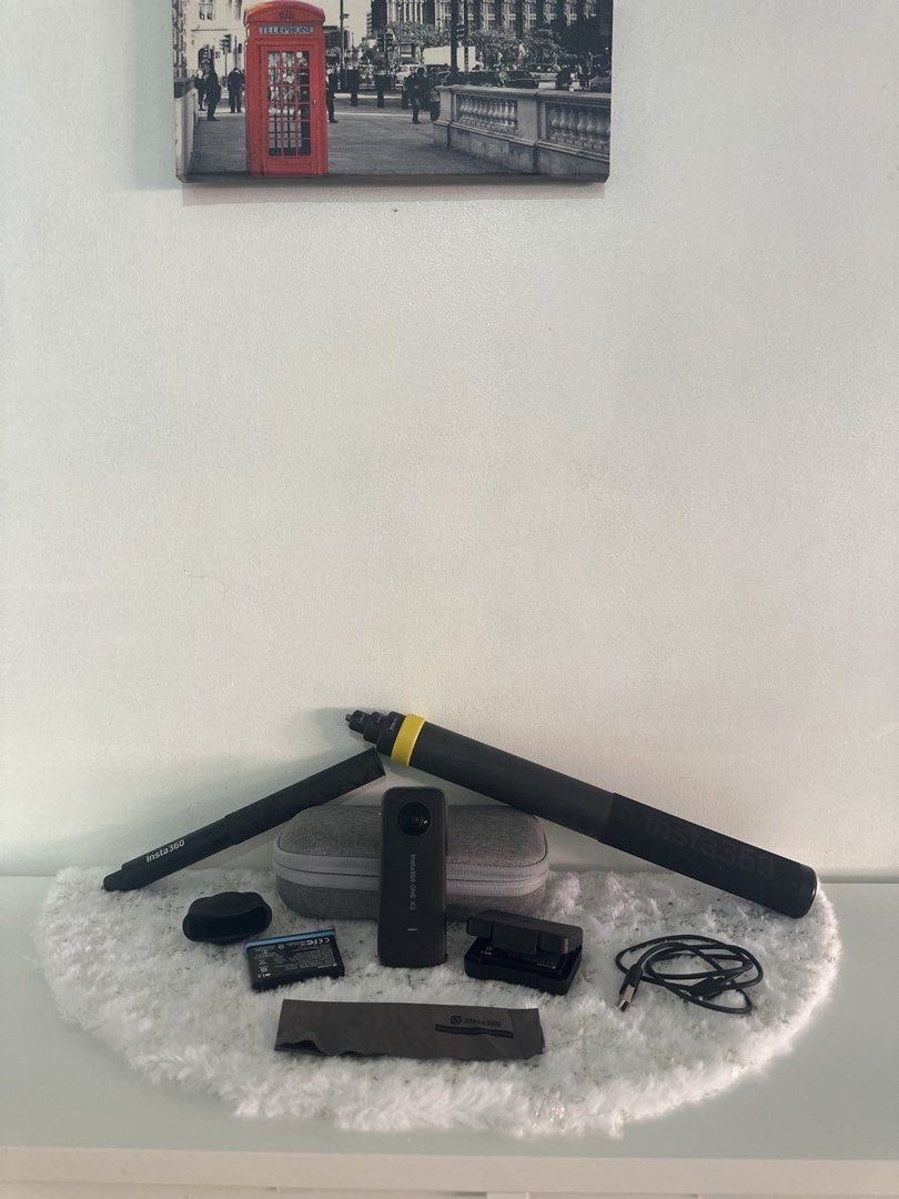 Insta360 ONE X2 Action Camera (Category: Cameras) located in Naga. Submitted by nomadx (Listing ID 1433511165, Image 2). Description: Insta360 ONE X2 w/ Accessories – Good Condition Selling my Insta360 ONE X2. Well used but still in good working condition. No issues with performance. Captures smooth 360 videos and photos. Includes: • Insta360 ONE X2 camera • Standard selfie stick • Extended/long selfie stick • Extra battery • Charging hub • Prote