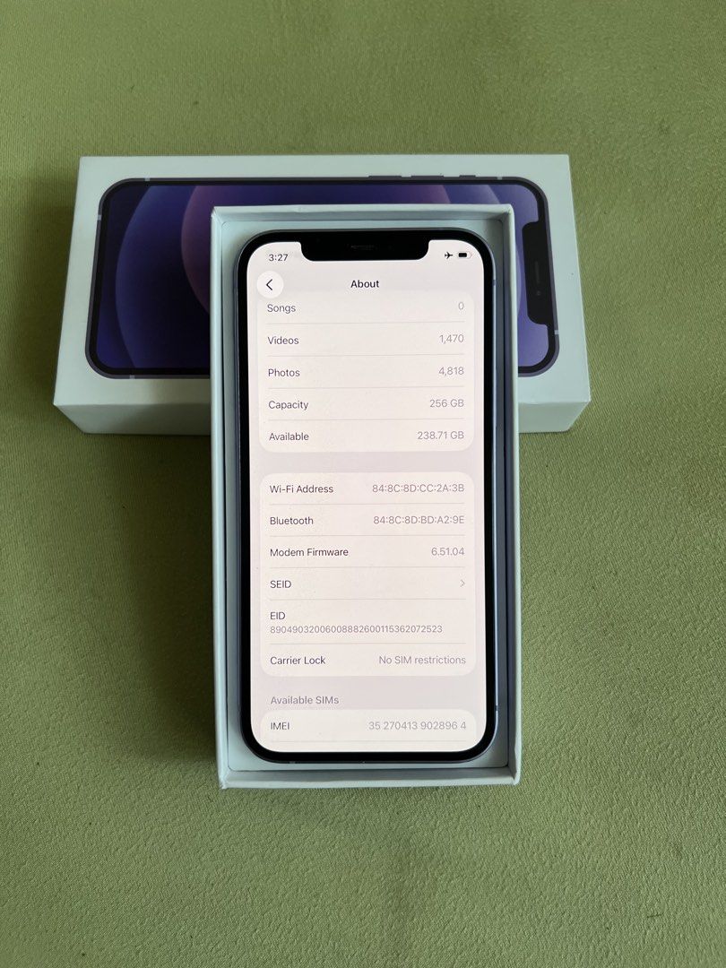 Iphone 12 256GB Lavender (Category: iPhone 12 Series) located in Manila. Submitted by tidywynetales (Listing ID 1433525101, Image 3). Description: Location: Cubao, Quezon City Rush Rush Rush iPhone 12 256GB ₱17,500 may solid at sulit na tawad sa sure buyer Complete with Box and Cable *Unit has barely noticeable dents* All Original Parts. Open for meetup. QC area Message for more proofs..