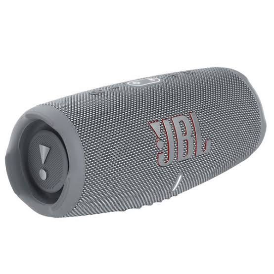 JBL Charge 5 Portable Bluetooth Speaker (Category: Soundbars, Speakers & Amplifiers) located in San Juan City. Submitted by karlsarmientozxc (Listing ID 1433427246, Image 2). Description: - JBL Charge 5 portable Bluetooth speaker - Features the JBL logo - Stylish gray color - Cylindrical shape with a mesh-like texture - Easy-to-use control buttons on top COMPLETE SET WITH BOX.