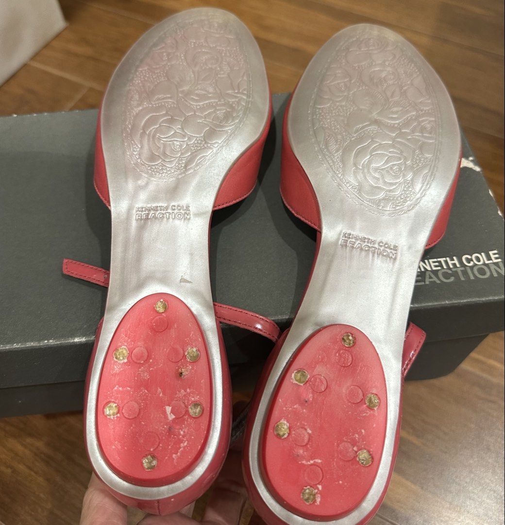 Kenneth Cole Reaction Pink Sandals (Category: Flats & Sandals) located in Manila. Submitted by caseller26 (Listing ID 1433549622, Image 3). Description: - Kenneth Cole Reaction sandals - Color: Pink - Size: 7.5 - Features: Open-toe design, ankle strap - Material: Leather upper, man-made sole - Made in Brazil - Condition: Never worn. Soles need to be replaced due to non-use - Includes original box.