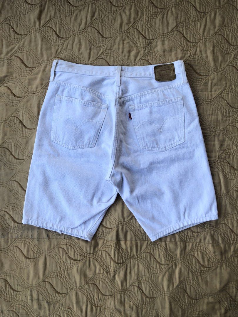 Levi's 501 White Denim Shorts (Category: Shorts) located in Sipalay. Submitted by lptulak (Listing ID 1433540027, Image 2). Description: - White Levi's 501 denim shorts - Button fly - Classic five-pocket design - Features the Levi's red tab - Distressed details for a vintage look - Genuine Levi's leather patch - Multiple internal tags for authenticity.