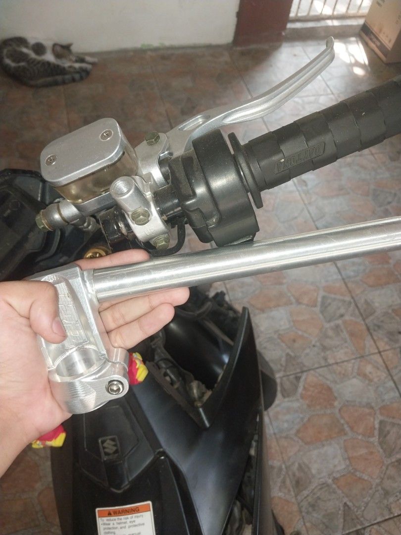 Motorcycle Handlebars (Category: Bicycles) located in Tarlac. Submitted by digs1968 (Listing ID 1433449532, Image 3). Description: JRP HANDLE BAR V3 - Silver clip-on handlebars - Set of two - Made of CNC - for raider fi -Have scratch on the jrp logo.