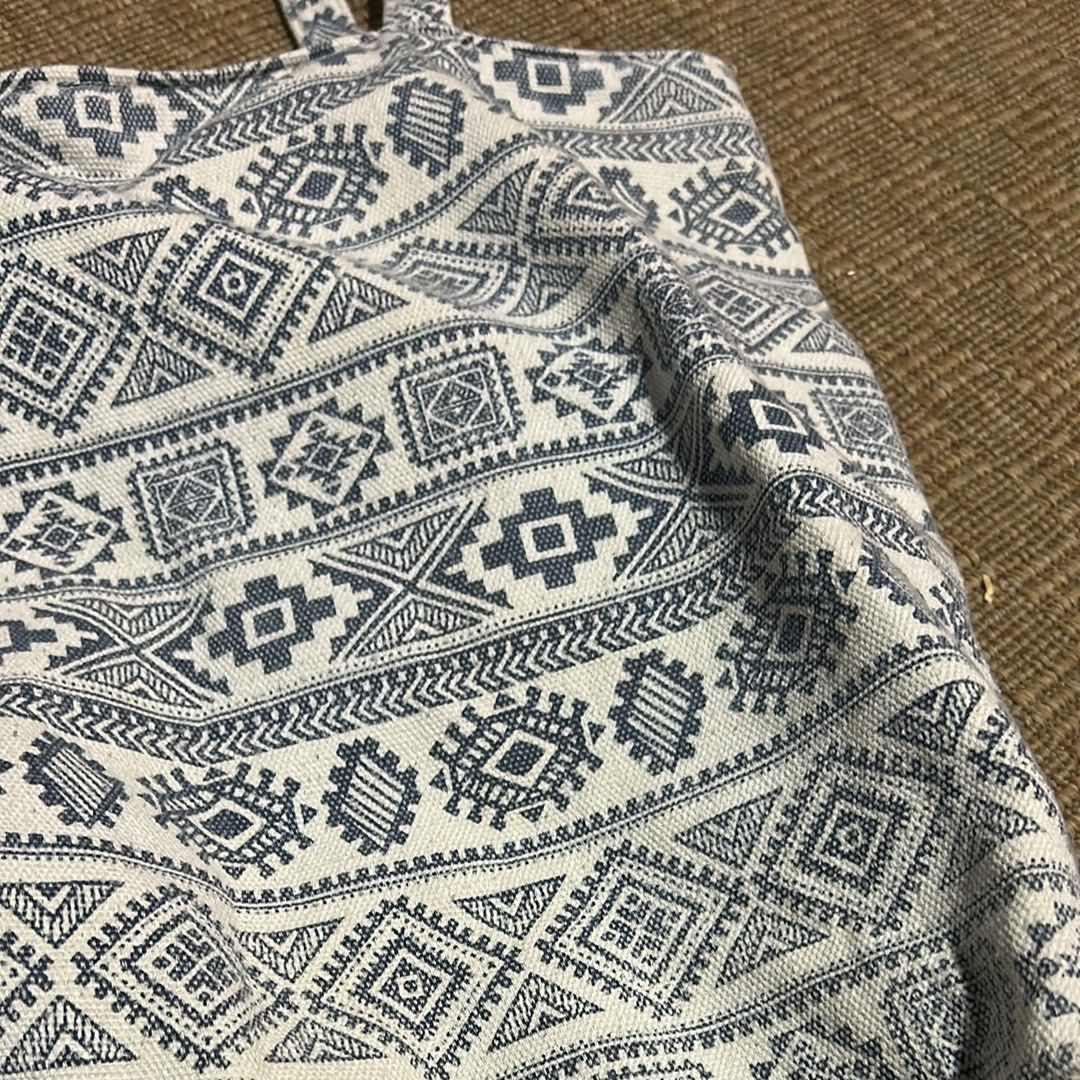 Printed Tote Bag (Category: Tote Bags) located in Manila. Submitted by hhhopspp (Listing ID 1433553134, Image 2). Description: Blue and White Tote Bag Has one main zipper on the opening Canvas material, washable Great quality, very thick and sturdy.