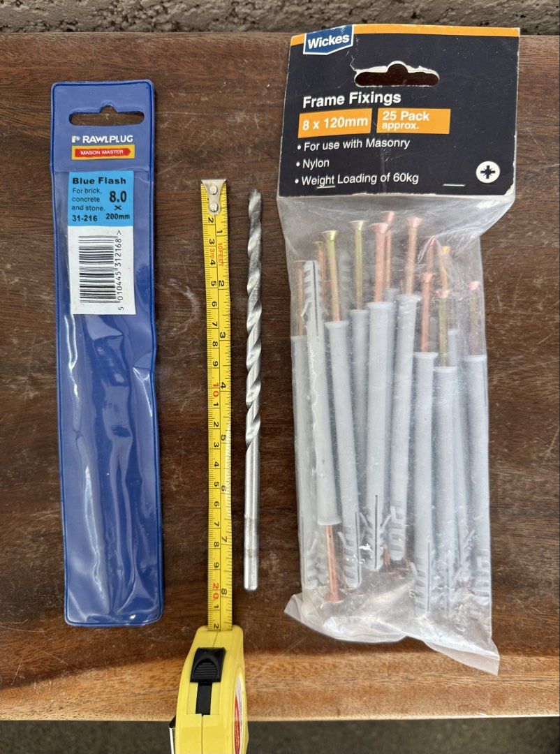 Rawlplug Blue Flash Drill Bit & Wickes Frame Fixings (Category: Construction Tools & Equipment) located in Calamba. Submitted by transitory (Listing ID 1433503903, Image 3). Description: For Sale as set: RAWLPLUG Mason Master Blue Flash Drill Bit An 8 mm x 200 mm long drill bit for drilling into brick, concrete, and stone Wickes Frame Fixing 8 mm x 120 mm (25 pack approximate) Brand New For use with Masonry Weight Loading 60kg Both for ₱700 only 