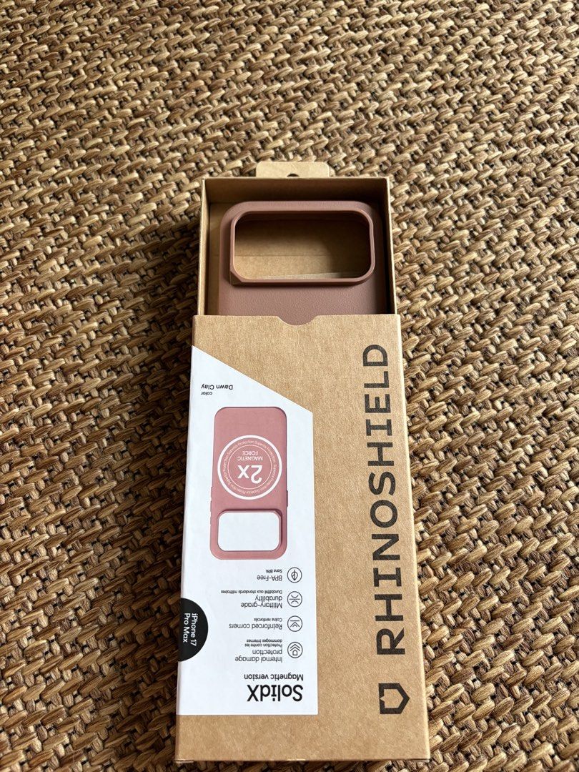 RhinoShield case for iphone 17 pro max (Category: Cases & Sleeves) located in Singapore. Submitted by jiancong0890282 (Listing ID 1433439179, Image 3). Description: - RhinoShield SolidSuit case for iPhone 17 Pro Max - Color: brown - Excellent drop protection - Includes original packaging.