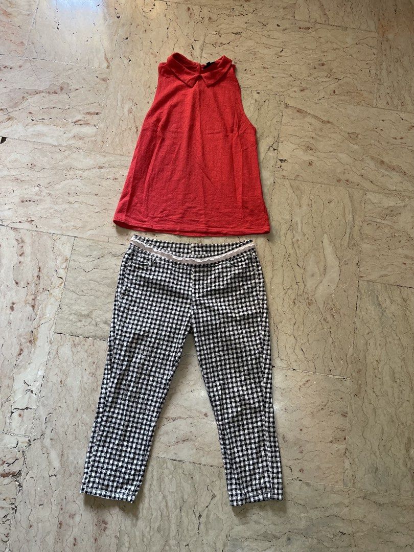 Set: Topshop Lace Top and Gingham Capri Pants (Category: Sets or Coordinates) located in San Jacinto. Submitted by lovedbylou.ph (Listing ID 1433478281, Image 2). Description: Selling it as a set: Php 400 Top only: Php 250 Fits small - medium frames Pants only: Php 250 Fits 28-29 waist .