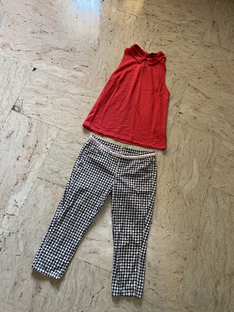 Set: Topshop Lace Top and Gingham Capri Pants (Category: Sets or Coordinates) located in San Jacinto. Submitted by lovedbylou.ph (Listing ID 1433478281, Image 1). Description: Selling it as a set: Php 400 Top only: Php 250 Fits small - medium frames Pants only: Php 250 Fits 28-29 waist .