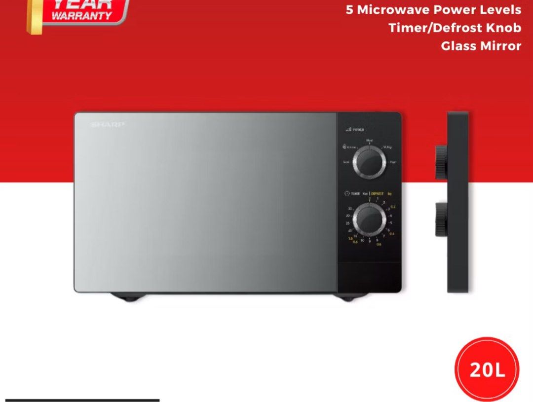 Sharp Microwave Oven 20L Solo Mechanical (Glass Mirror Door) (Category: Other Kitchen Appliances) located in Taguig. Submitted by declutter_mnl__ (Listing ID 1433478687, Image 2). Description: Original Price: 4,498 See photos for more details. RFS: Bought March 2026, will buy a bigger one. Almost brand new. Ilang beses lang nagamit. .