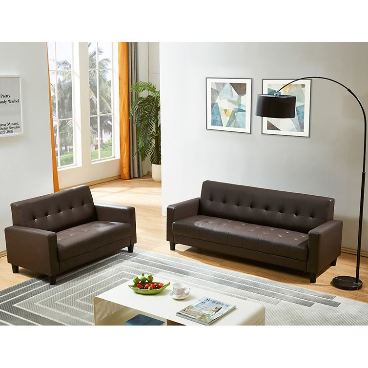 Sofa [Ready in SG] Simple PVC Leather Sofa (Free 🚚 and Install ...
