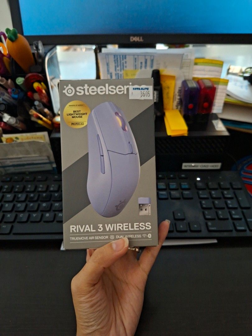 SteelSeries Rival 3 Wireless Mouse (Category: Mouse & Mousepads) located in Davao. Submitted by lovelybones729 (Listing ID 1433399191, Image 1). Description: - SteelSeries Rival 3 Wireless mouse - TrueMove Air sensor - Dual wireless connectivity - Lightweight design - Light grey color - Sealed box.