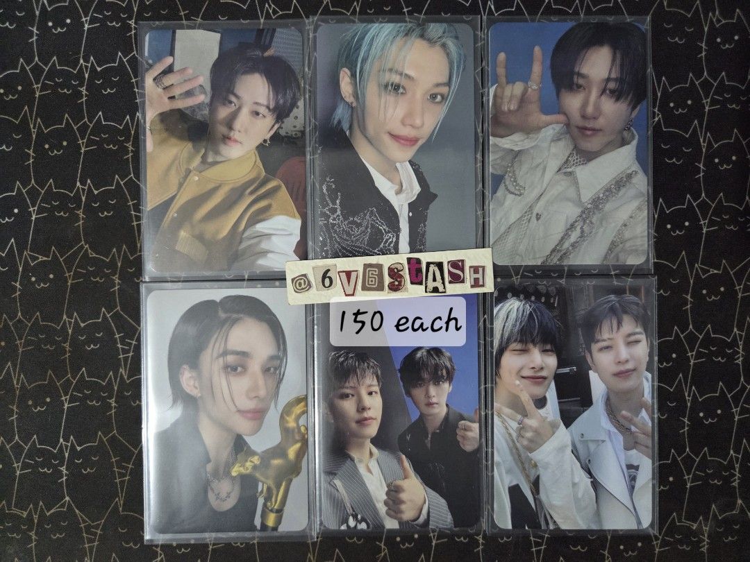 Stray Kids Photocards (Category: K-Wave Merchandise) located in Navotas City. Submitted by aericyn (Listing ID 1416781792, Image 2). Description: Stray Kids Assorted Photocards ✨ — Bang Chan, Lee Know, Changbin, Hyunjin, Han, Felix, Seungmin, I.N. — 1st pic : 50 each — 2nd pic : 150 each — 3rd pic : 200 each — ‼️ must get at least two (2) pcs per transaction — rfs: decluttering 🍀 discounts if taking all / large sets ! 🏷️ wts lfb ph stray kids s