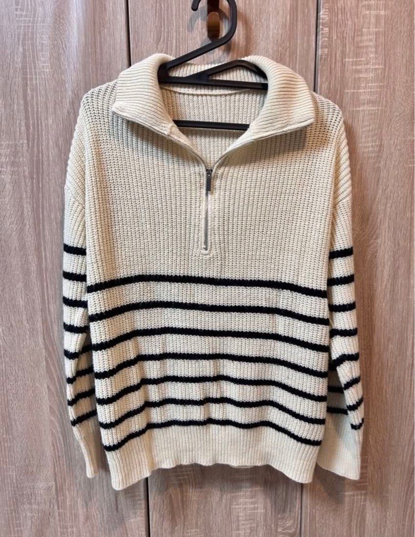 Striped Knitted Cardigan Half Zip (Category: Longsleeves) located in Cabanatuan. Submitted by clutterdash (Listing ID 1433459087, Image 3). Description: Used twice only bought in Korea Best fits S-M .