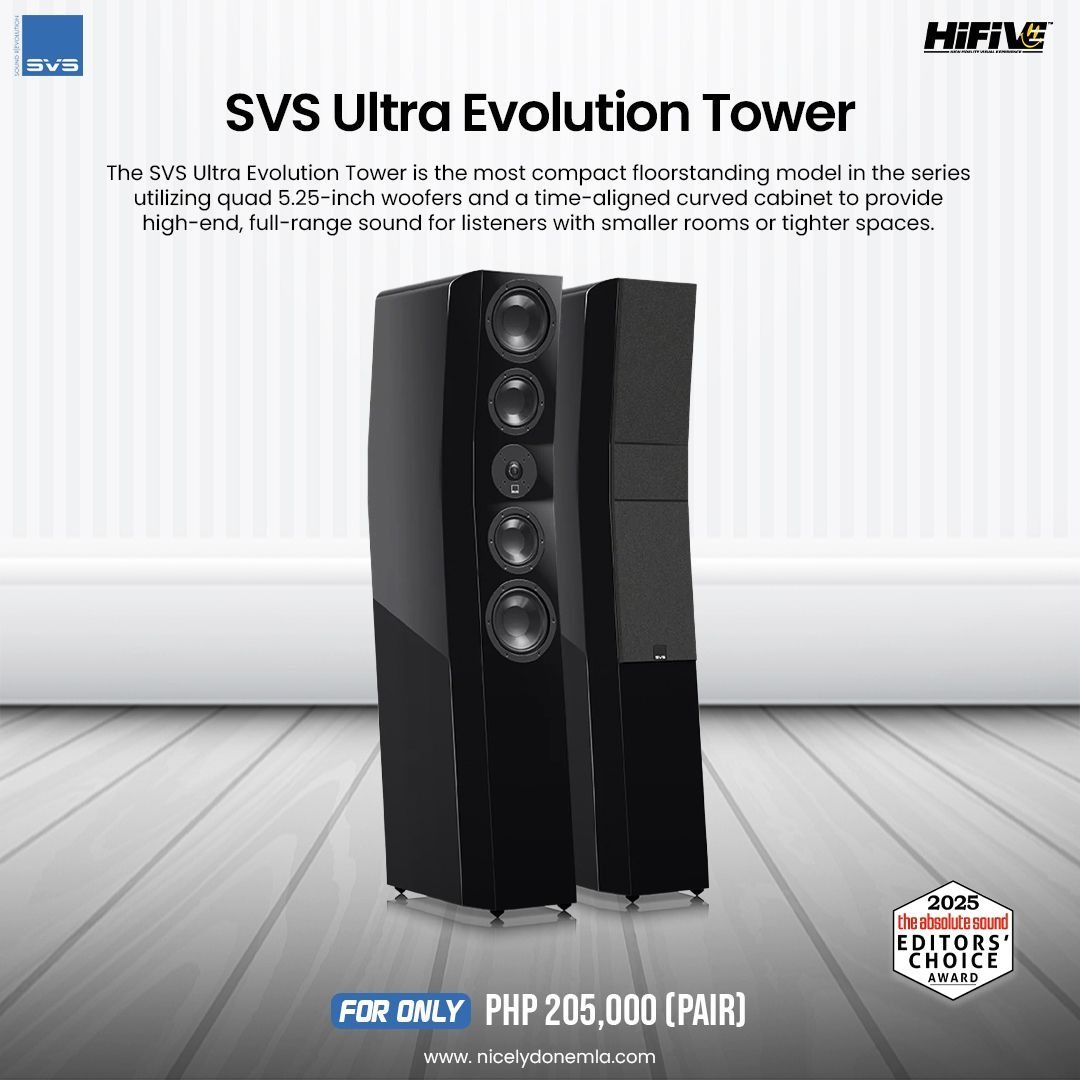 SVS Ultra Evolution Tower (Category: Soundbars, Speakers & Amplifiers) located in Quezon City. Submitted by hifivebynicelydone (Listing ID 1433456934, Image 1). Description: Big sound, smarter size. The Tower delivers full-range performance with deep, controlled bass and clean detail—perfect for tighter spaces without sacrificing impact. Go big on sound—even in smaller spaces. 🔥 Message us now!.