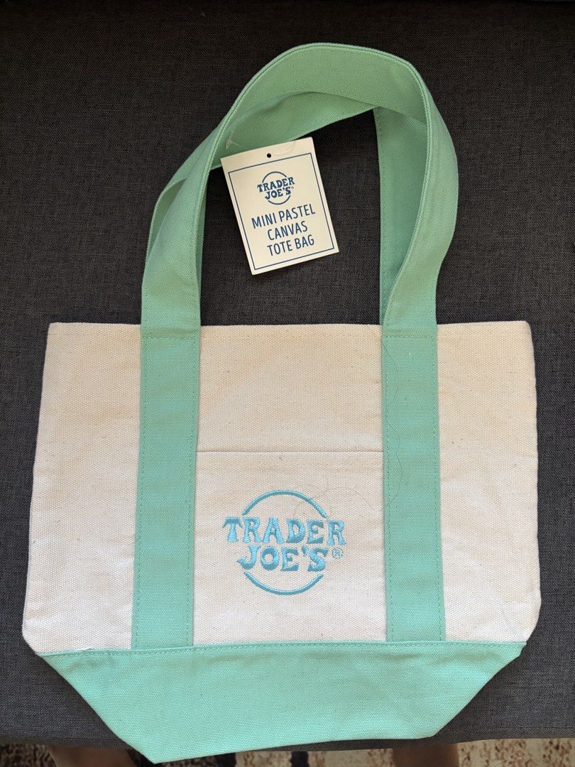 Trader Joe's Mini Pastel Canvas Tote Bag (Category: Tote Bags) located in Imus. Submitted by k_c2277 (Listing ID 1433471768, Image 2). Description: 1 pc left Authentic Pastel Green/mint green available.