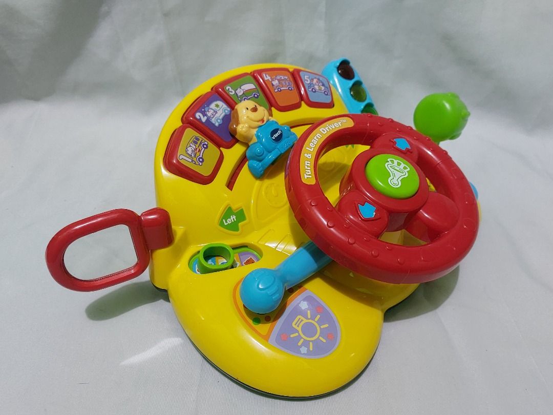 VTech Turn & Learn Driver (Category: Educational & Learning Toys) located in Paranaque City. Submitted by ca.firstonlinebiz (Listing ID 1433534559, Image 2). Description: Preloved Vtech Turn and Learn Driver PHP 680 Lights and sounds working well English Language All buttons are working Battery not included needs 2xAA Signs of usage Loc. Greenheights Parañaque Open for shipping lalamove jnt or flash Gcash, Maya, BPI payment.
