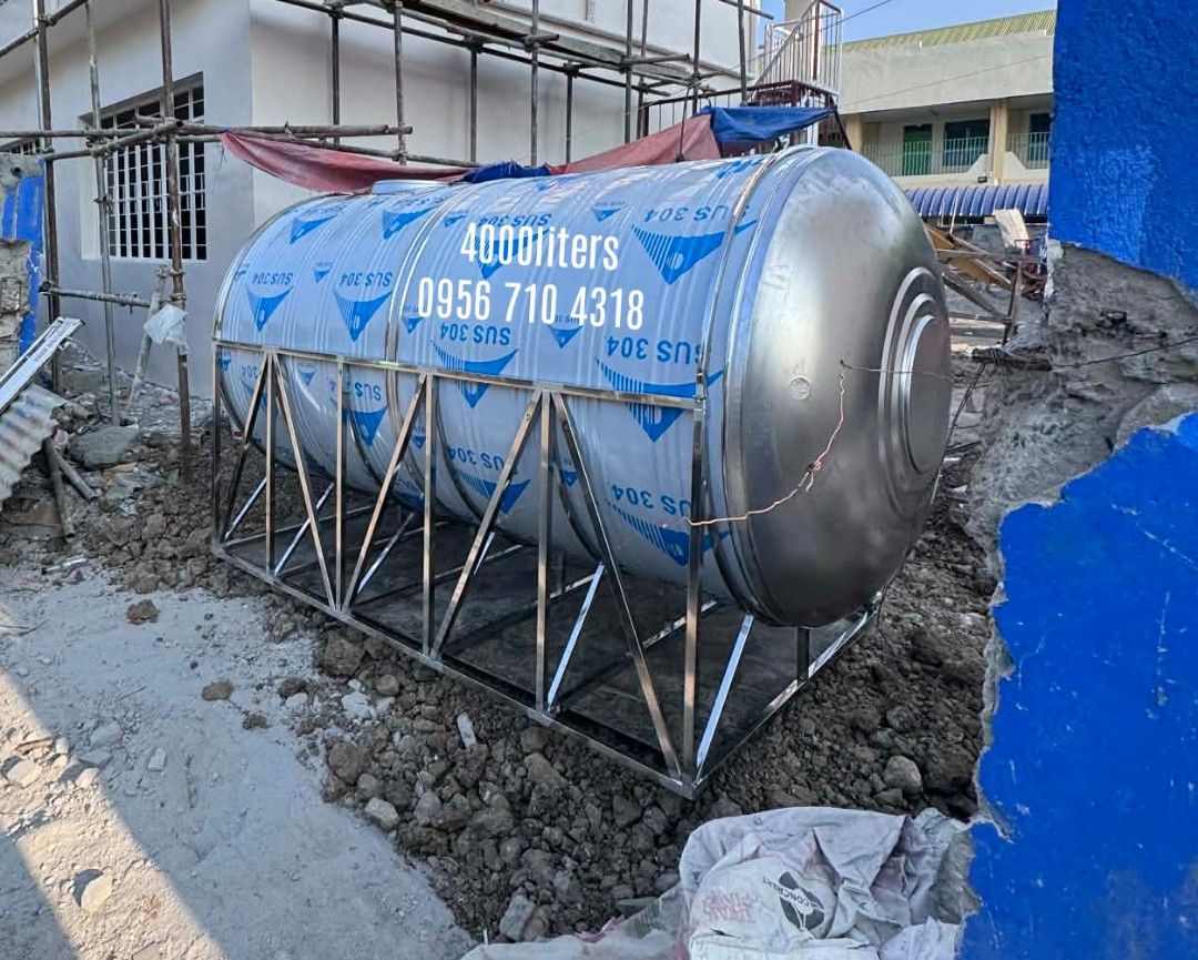 Water tank (Category: Construction & Building Materials) located in Manila. Submitted by kristellf29 (Listing ID 1433399147, Image 1). Description: CleanTankTRENDING water storage TANK with film SUS 304 tank PURE stainless with stand HeaVy duty VERTICAL and horizontal Good QUALITY 1-2YEARS WARRANTY VERTICAL 500 liters 600 liters 775 liters 1000 liters 1500 liters 2000 liters 3000 liters 4000 liters 5000 liters 6000 liters 7000 liters 8000 liters 