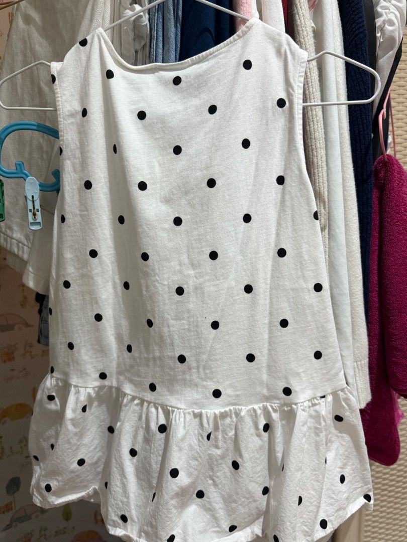Zara Kids Polka Dot Top (Category: Dresses) located in Valenzuela. Submitted by raquesells (Listing ID 1433529786, Image 2). Description: - White Top with black polka dots - V-neckline - Features three decorative bows - Ruffled hem - Sleeveless - Brand tag visible.