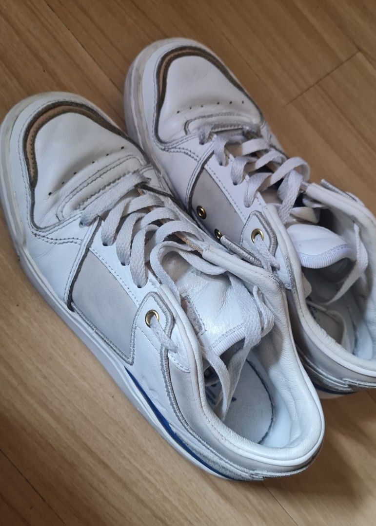 Adidas Forum Low White Sneakers (Category: Babies & Kids Fashion) located in Pasig City. Submitted by rakel10 (Listing ID 1433649025, Image 2). Description: - Adidas Forum Low sneakers - White with grey and blue accents - US size 4.5, UK 4, JP 225 - Adidas logo on tongue and insole - Signs of wear on upper and sole - Stored in the cabinet, so it may need a little cleaning before use. -Please manage your expectations, as this is a pre-loved item a