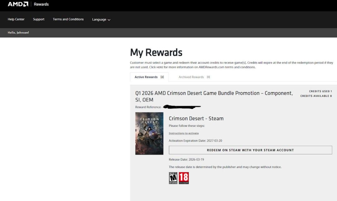AMD Crimson Desert Steam Game Code, Video Gaming, Video Games, Others ...