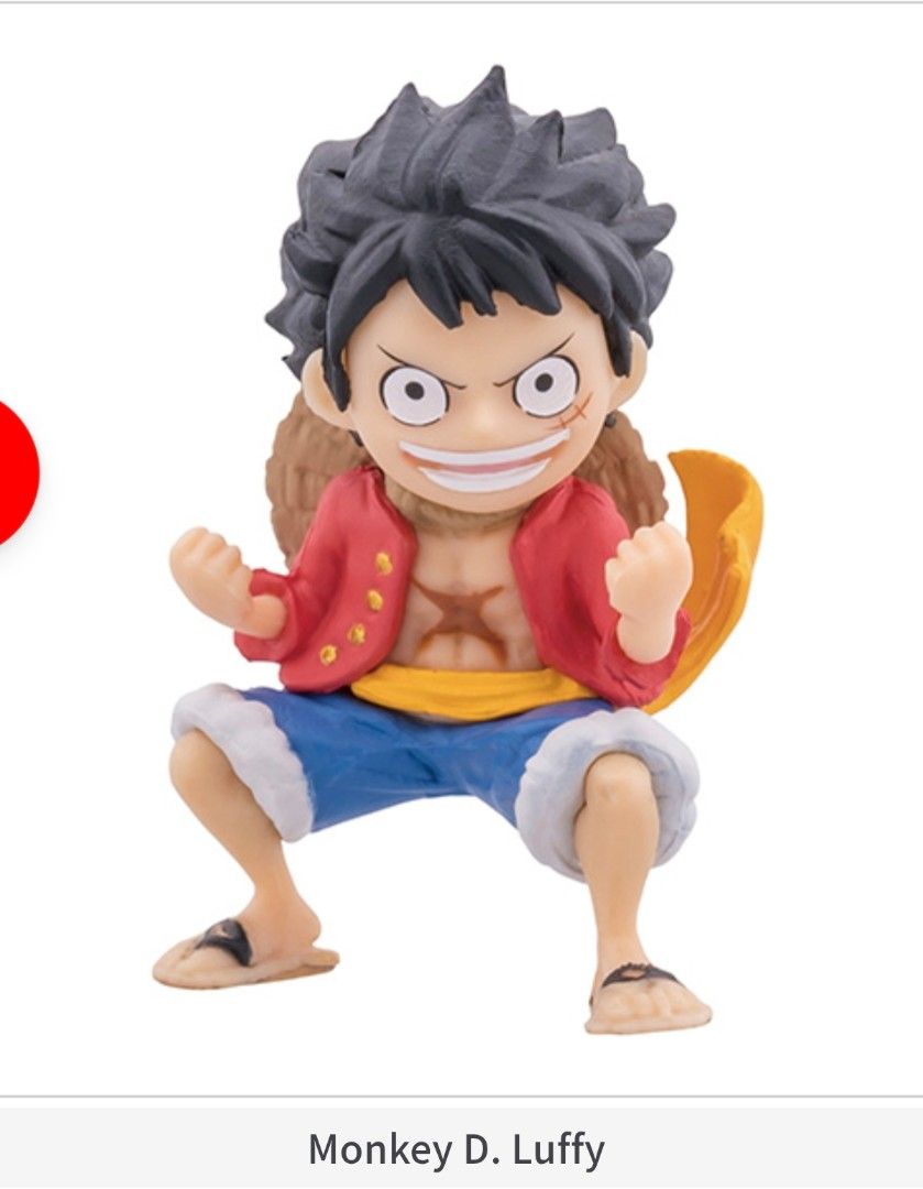 Bandai One Piece Gashapon Figure Monkey D. Luffy Onepi No Mi (Category: Figurines & Statues) located in Cainta. Submitted by iamho (Listing ID 1433673751, Image 1). Description: - One Piece Gashapon figure: Monkey D. Luffy - Includes a capsule - Dynamic pose - Features Luffy's straw hat and red jacket - Sealed Check out my other listings for more One Piece No Mi Gashapon figures available..