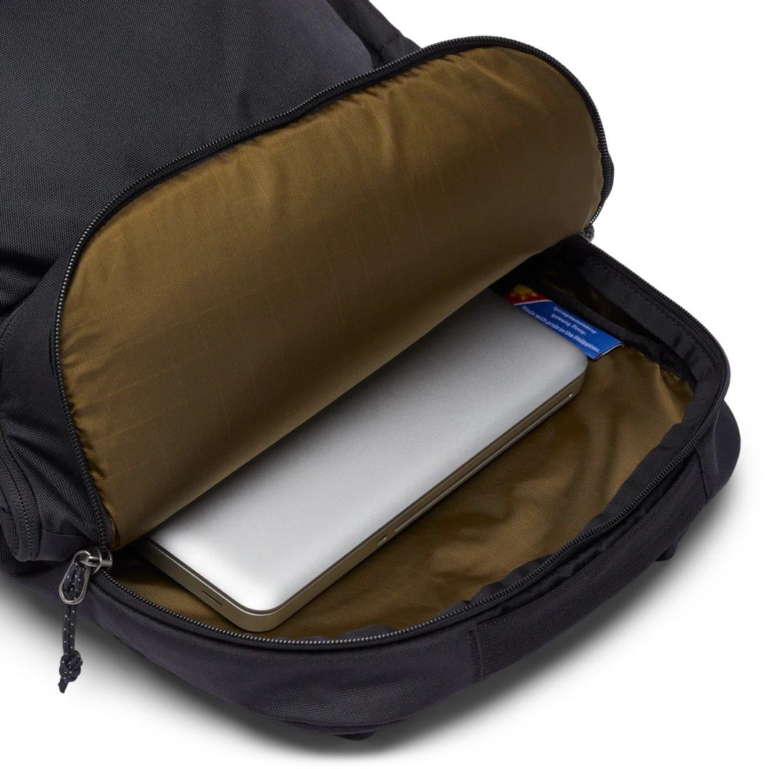 BNWT Cotopaxi Chiquillo 30L Backpack - Cotopaxi Black (Category: Backpacks) located in Singapore. Submitted by ebbandflo (Listing ID 1433725562, Image 3). Description: When the school year starts you need a pack that can survive being stuffed in a locker, used as a pillow in the park, and dragged onto the bus. Designed with durable recycled fabrics, deep main zippered compartment, external padded laptop/tablet compartment, and internal zippered a