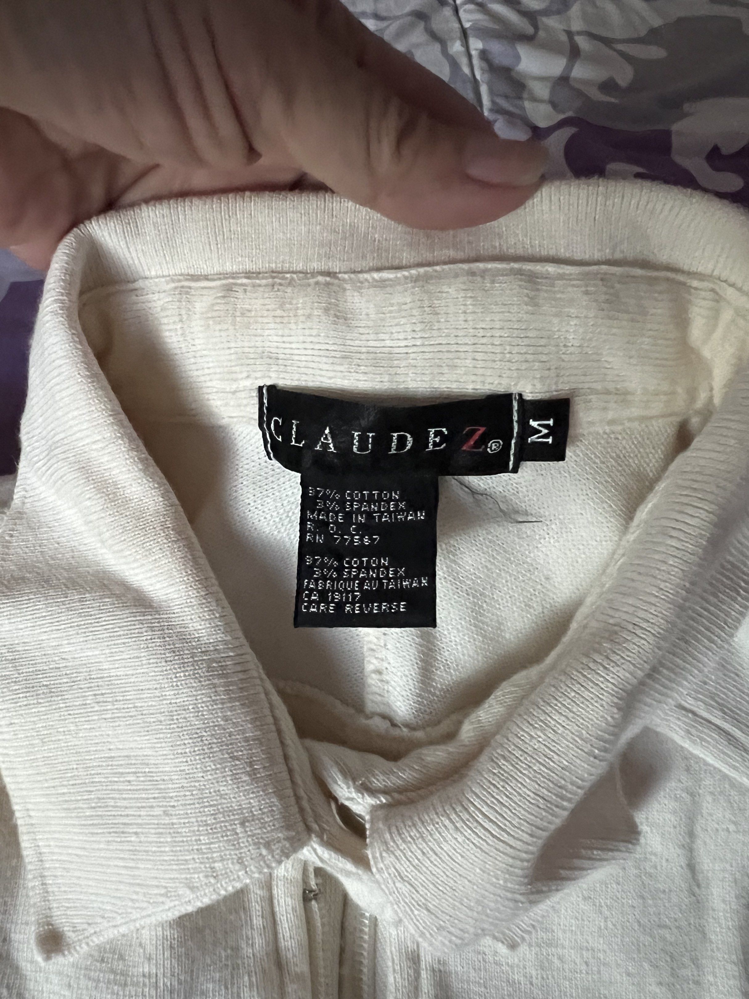 Claude Z Cream Jumpsuit - Size M (Category: Jumpsuits) located in Quezon City. Submitted by jade.young (Listing ID 1433660424, Image 2). Description: - Claude Z cream jumpsuit, size M - Collared neckline - Full-length zipper - Stirrup-style legs - Cotton and spandex blend - Long sleeves with buttoned cuffs - Ribbed knit fabric adult onesies pit to pit 19.