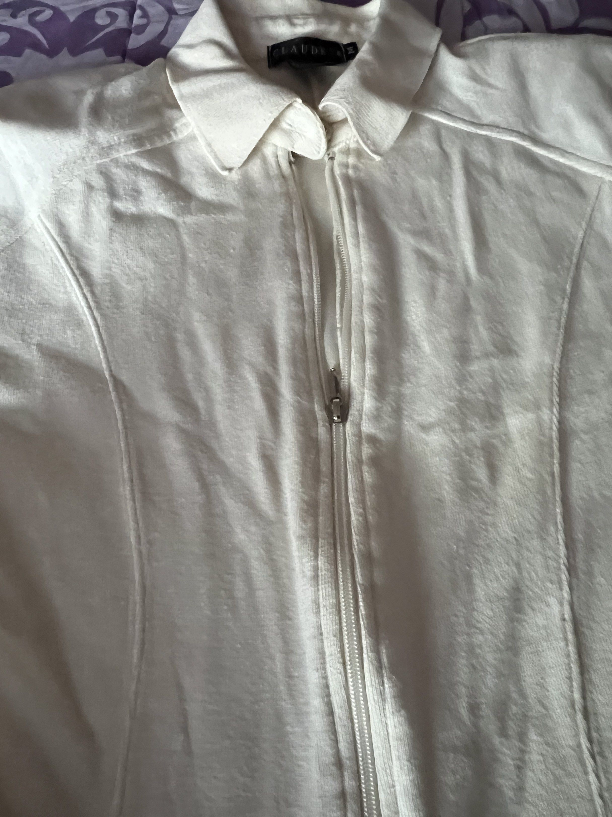 Claude Z Cream Jumpsuit - Size M (Category: Jumpsuits) located in Quezon City. Submitted by jade.young (Listing ID 1433660424, Image 3). Description: - Claude Z cream jumpsuit, size M - Collared neckline - Full-length zipper - Stirrup-style legs - Cotton and spandex blend - Long sleeves with buttoned cuffs - Ribbed knit fabric adult onesies pit to pit 19.
