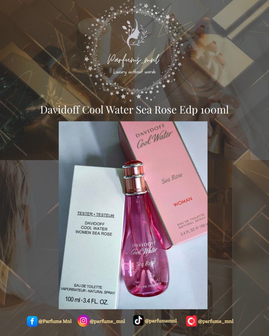 Davidoff Cool Water Sea Rose (Category: Fragrance & Deodorants) located in Manila. Submitted by parfums_mnl (Listing ID 1433685761, Image 1). Description: Davidoff Cool Water Sea Rose 100ml Edp (reg or demo avail) ❗PLS. READ❗ ⚠️Prices may change without prior notice❗ ✅All of our perfumes/products are 101% Guaranteed Original ✅Onhand Manila PH 🇵🇭 ✅ALL PICTURES ARE ACTUAL. What you see in the picture, is what you will get! ✅Prices are NEGOTIABLE,