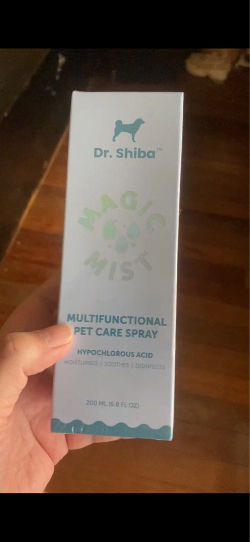 Dr. Shiba Magic Mist Multifunctional Pet Care Spray (Category: Health & Grooming) located in Paranaque City. Submitted by ylettef (Listing ID 1433752507, Image 1). Description: Only sprayed 3x during shoot so it is basically still full MOP BDO or Gcash MOD SDD within MM preferred but can do J&T (SF c/o buyer) Retail Price is P329 .
