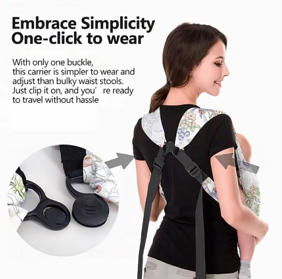Einmilk Baby Carrier (Category: Carriers & Slings) located in Taguig. Submitted by ekmrps_ (Listing ID 1433636590, Image 3). Description: FS: Ergonomic Einmilk Baby Carrier BAGONG BAGO WITH TAG PA PO ITO - Einmilk baby carrier with a womb-like design for ergonomic support. - Eco-friendly dyeing. - Easy to carry and wear. - One-click buckle for convenience. - Designed for simplicity and travel. - Features a floral pattern Never been used, with tag