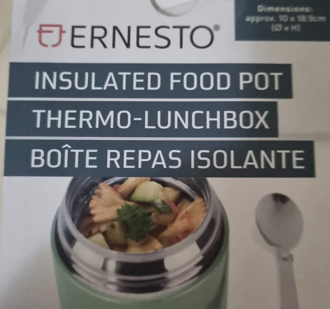 ERNESTO Thermo lunch box, 0.6 L From Germany (Category: Dinnerware & Cutlery) located in Lipa City. Submitted by naomirobles (Listing ID 1433680097, Image 1). Description: ERNESTO Thermo lunch box, 0.6 L From Germany .