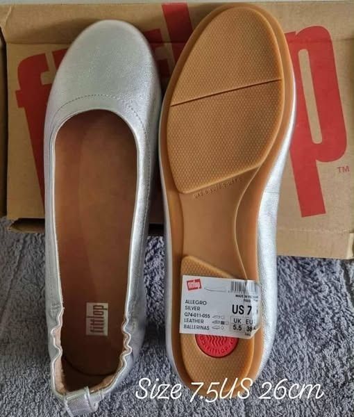 Fitflop Allegro Silver & Hazelnut Ballerinas (Category: Flats & Sandals) located in Lipa City. Submitted by naomirobles (Listing ID 1433677598, Image 1). Description: - Fitflop Allegro Ballerinas, both new with tags. - Available Sizes: - Silver: 7.5 US (26cm) - Hazelnut: 9 US (26cm) - Comfortable design for everyday wear. - Features Fitflop comfort technology. - Made with quality materials..
