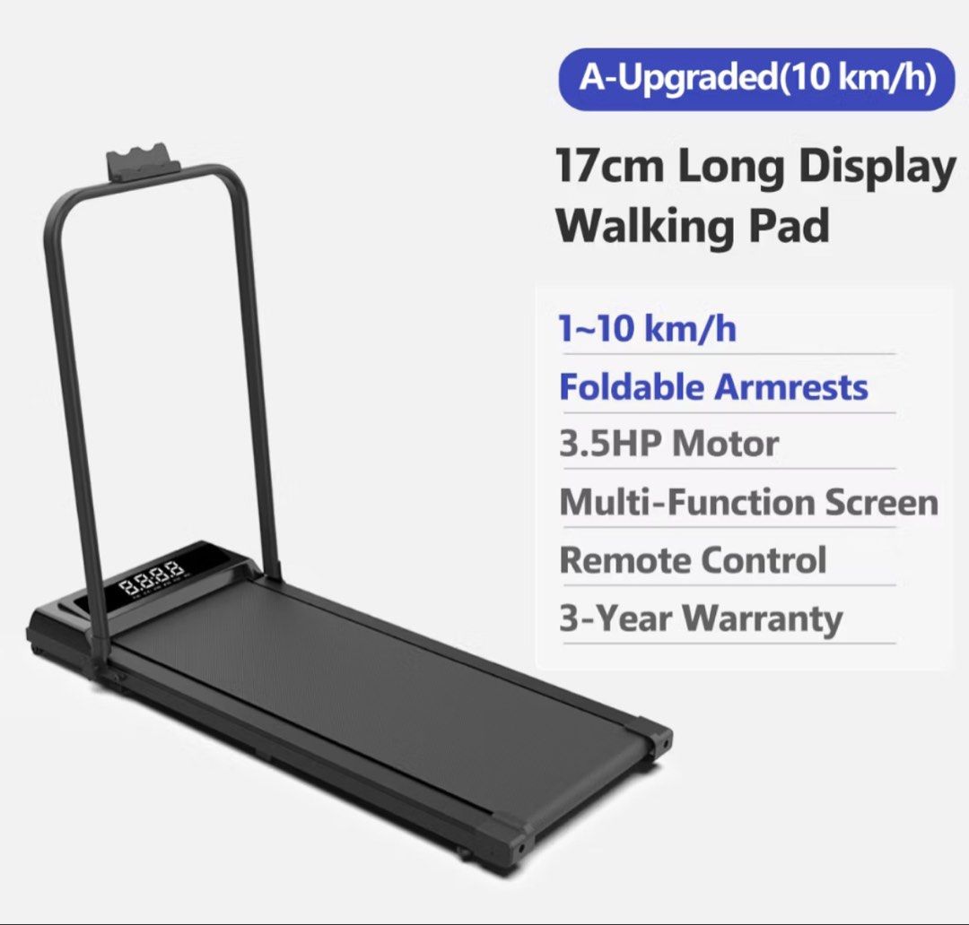 FOLDABLE TREADMILL HEAVY DUTY WALKING PAD 10KM/H (Category: Cardio & Fitness Machines) located in Manila. Submitted by cjtin27 (Listing ID 1433761661, Image 2). Description: -Large LED Screen, easy to view sports data -Best for Home na small spaces kasi foldable sya -10km/h - 3.5hp - soft running board -with remote -parang bago pa din hindi po masyadong nagagamit busy kasi sa Work bilang ko lang sa palad ko ilang beses ko lang nagamit ;( Rfs: dec