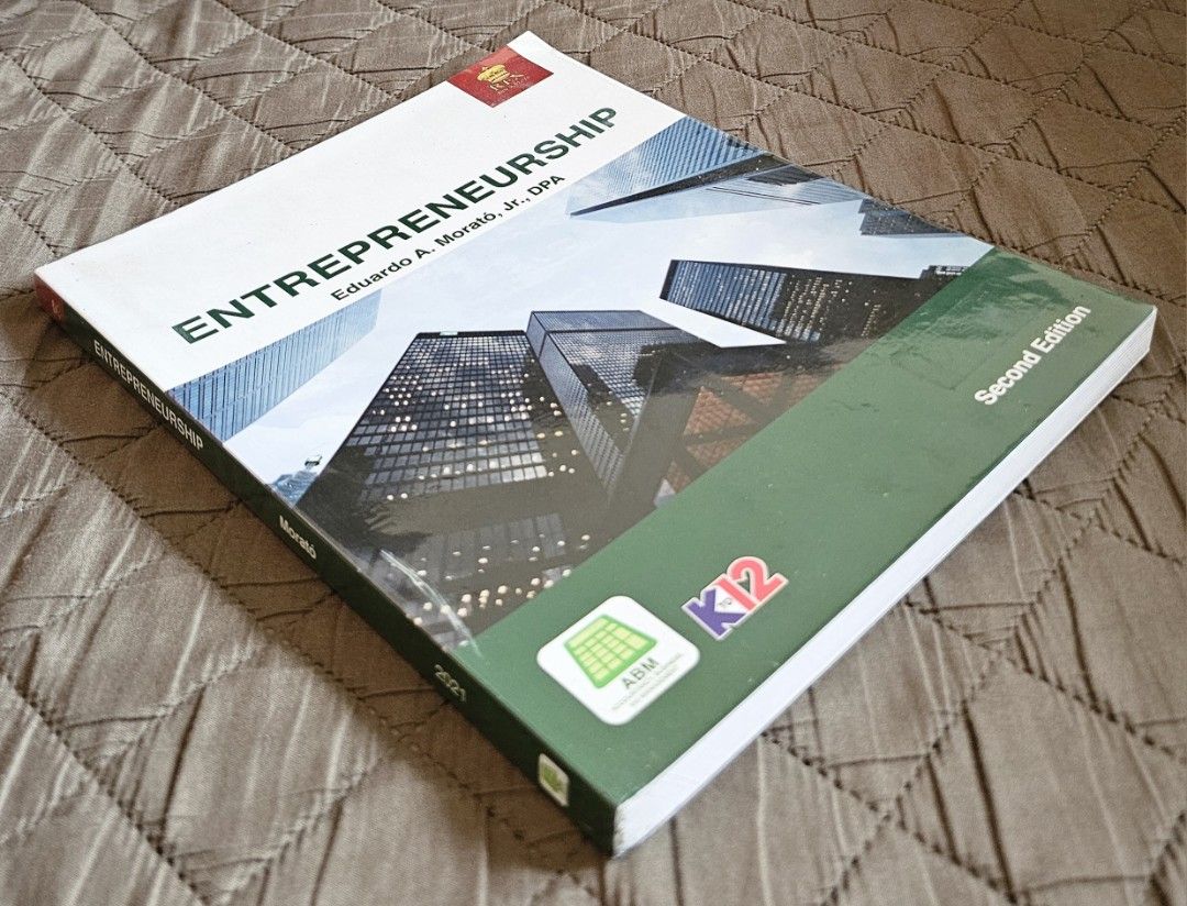 For Grade 12: Entrepreneurship (by Morato) (Category: Textbooks) located in Quezon City. Submitted by the_l1ttlej0ys (Listing ID 1433584263, Image 3). Description: preowned but unused 🥳 copyright 2021 in very good condition (practically brand new) no writings, no creases with plastic cover.