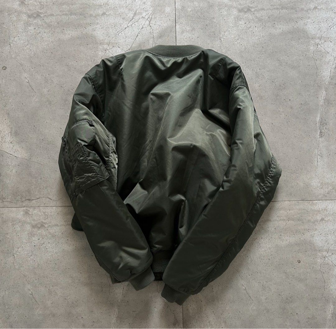 Green MA1 Bomber Jacket (Category: Coats, Jackets and Outerwear) located in Pasig City. Submitted by deteriortdmaterial (Listing ID 1433681744, Image 2). Description: Green MA1 Bomber Jacket 23.5” x 24” Price: 1500php + sf DM TO PURCHASE.