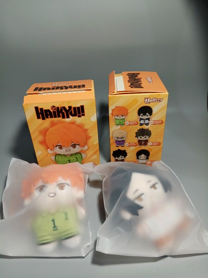 Haikyuu!! Plush Toy (Category: Toys & Games) located in Quezon City. Submitted by f4talfemme (Listing ID 1433702600, Image 1). Description: - Adorable Haikyuu!! plush toys. - Features two characters: - Orange-haired character with green uniform (No. 1). - Black-haired character. - Each plush is in its original packaging. - Perfect for Haikyuu!! fans and collectors. ❌ Hinata Shoyo ✅ Kozume Kenma.
