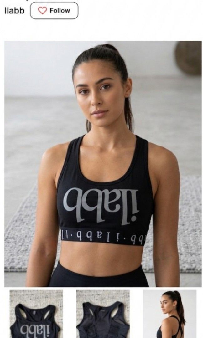 ilabb Sports Bra (Category: Activewear) located in Subic. Submitted by yssacollection (Listing ID 1433745579, Image 2). Description: - Black ilabb sports bra - Features ilabb logo on chest and band - Racerback design - Made of breathable material - Ideal for sports activities.