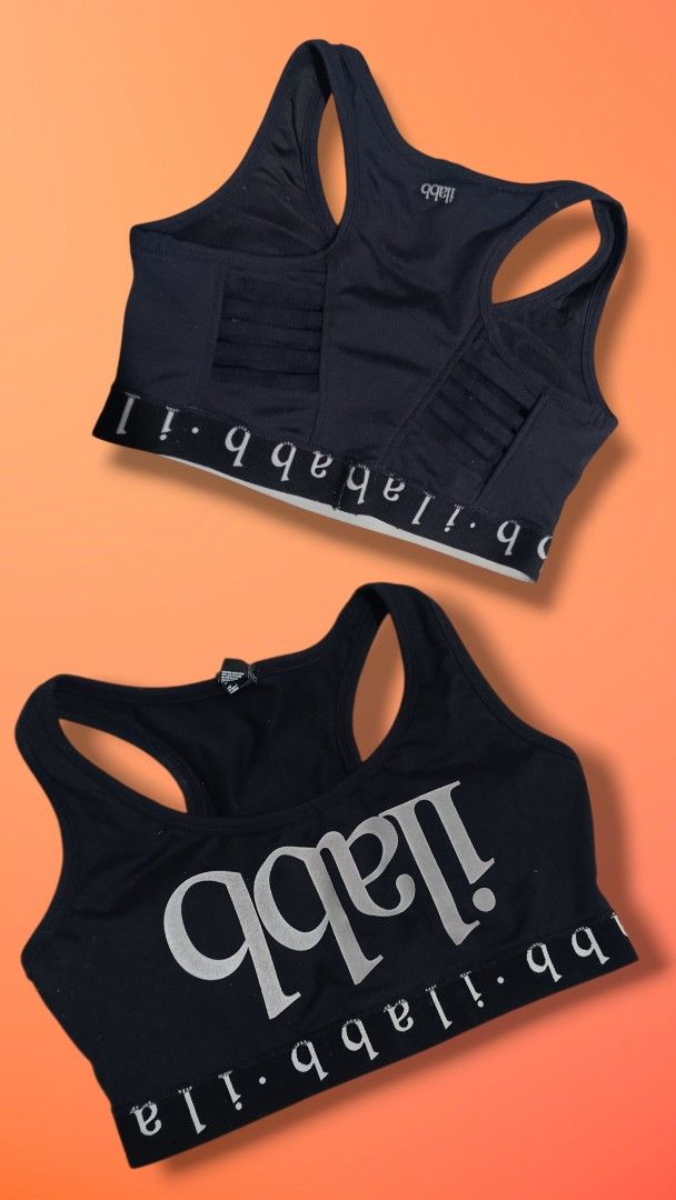 ilabb Sports Bra (Category: Activewear) located in Subic. Submitted by yssacollection (Listing ID 1433745579, Image 1). Description: - Black ilabb sports bra - Features ilabb logo on chest and band - Racerback design - Made of breathable material - Ideal for sports activities.