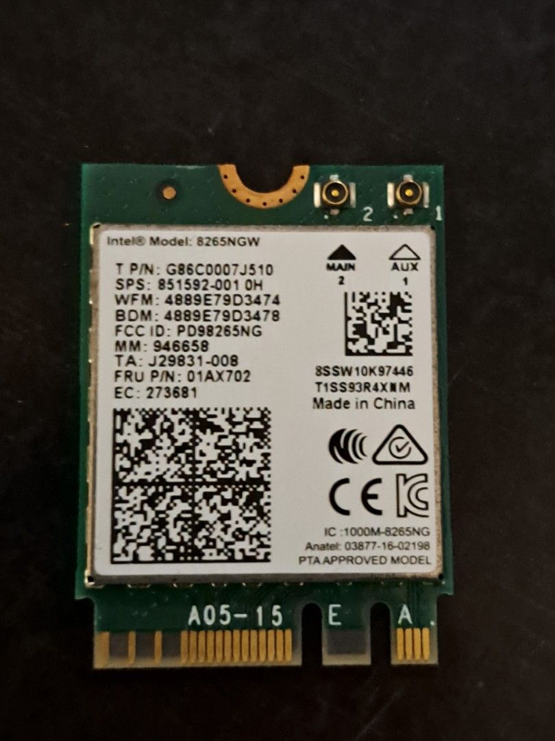 Intel Dual Band Wireless-AC 8265 Card